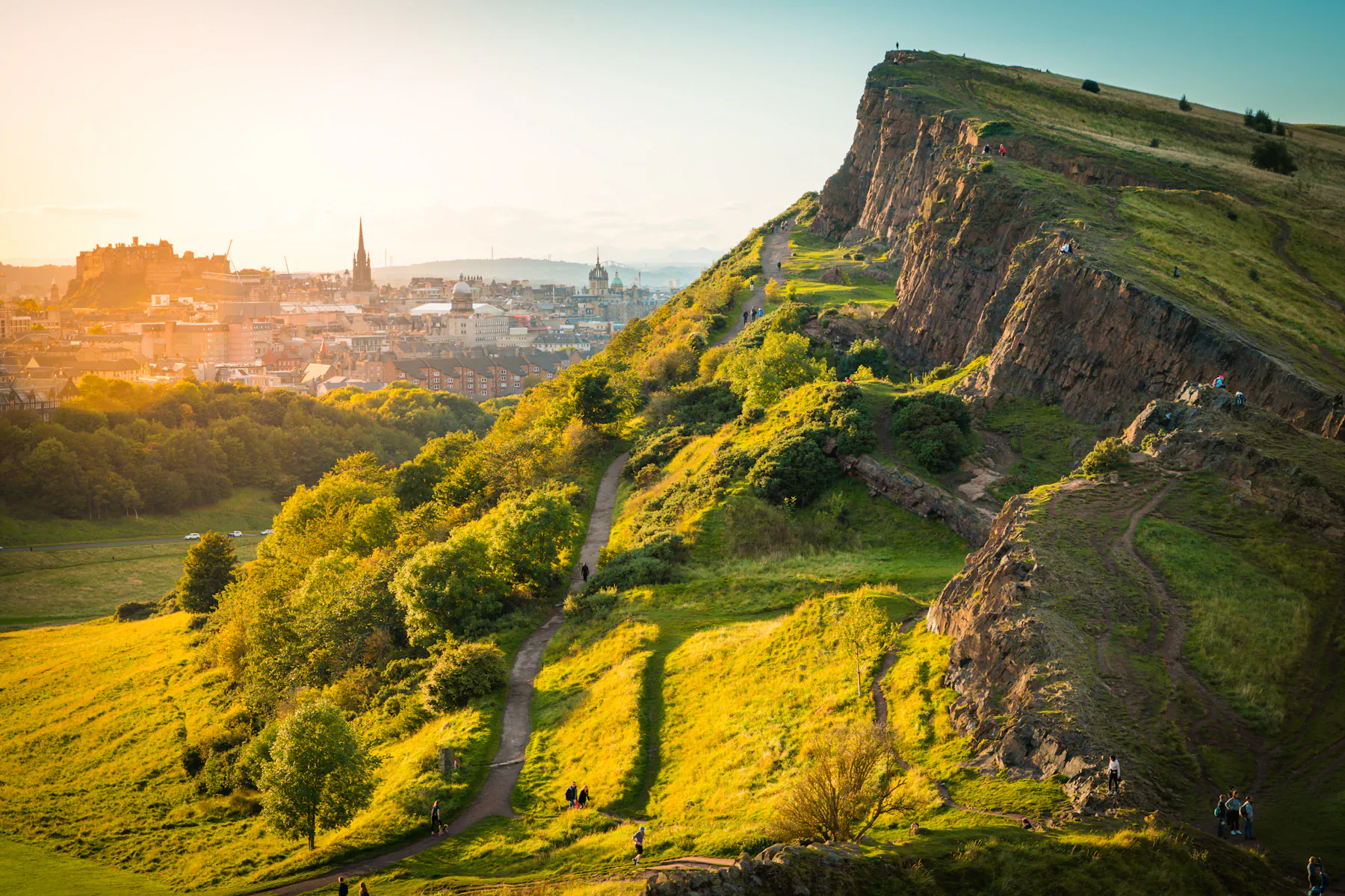 The Edinburgh skyline viewed from Arthur’s Seat at sunset